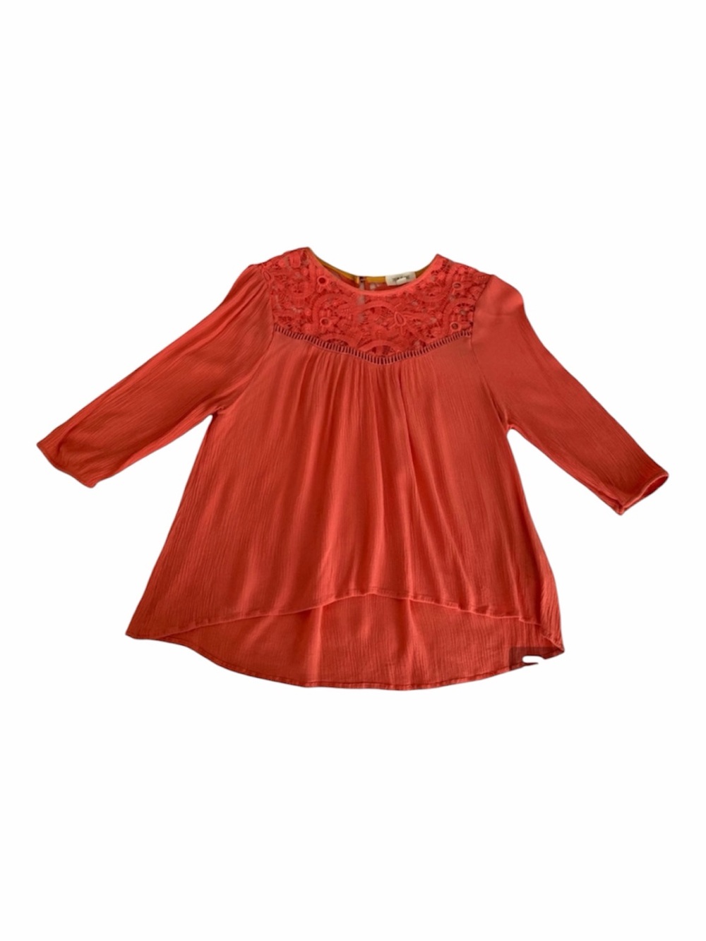 Taylor & Sage Blouse Women’s Size S Coral Orange Top Lace Three Quarter Sleeve